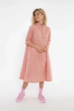 Danane Searsucker Dress Bright Red/Chalk