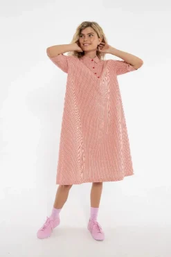 Danane Searsucker Dress Bright Red/Chalk