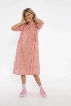 Danane Searsucker Dress Bright Red/Chalk