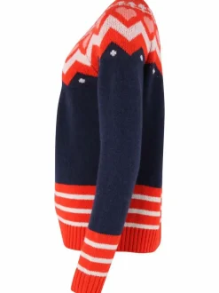 Dananja Wool Cardigan Navy/Bright Red/Chalk