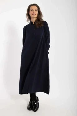 Danapril Ls Searsucker Dress Black/Marine