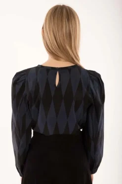 Danebette Poplin Shirt Black/Marine Diamonds