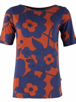 Daneboat Neck Viscose Tee Deep Marine/Rust Bloom Boom