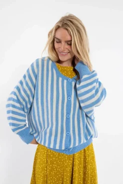 Danecaring Light Wool Cardigan Iceblue/Chalk