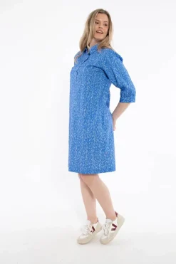 Danecarnation Poplin Dress Cold Blue/Chalk Oats
