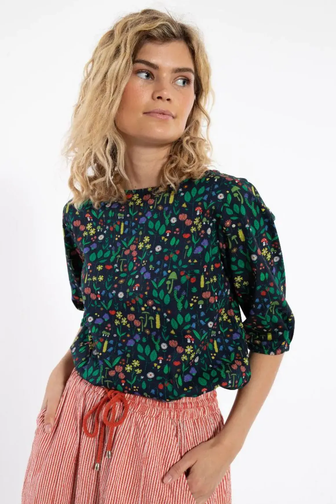Danecremant Poplin Shirt Dk Navy Botanical