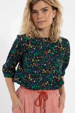 Danecremant Poplin Shirt Dk Navy Botanical