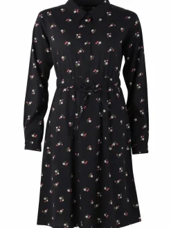 Daneditte Poplin Dress Black Miniflower