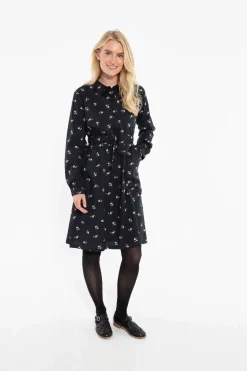 Daneditte Poplin Dress Black Miniflower