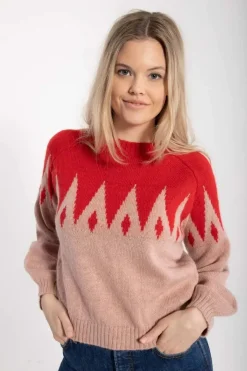 Danefantastic Icicles Wool Sweater Red/Powder Rose