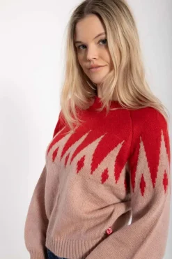 Danefantastic Icicles Wool Sweater Red/Powder Rose