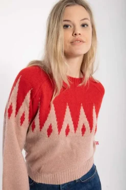 Danefantastic Icicles Wool Sweater Red/Powder Rose