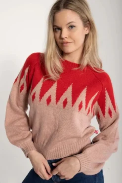 Danefantastic Icicles Wool Sweater Red/Powder Rose