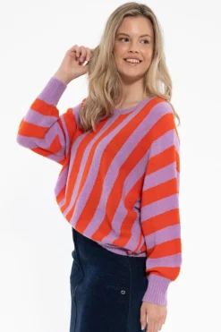Danegenerous Wool Sweater Soft Viola/Bright Red