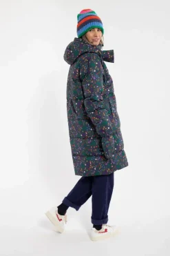 Daneget Down Winter Coat Aop Grey Marine Botanical