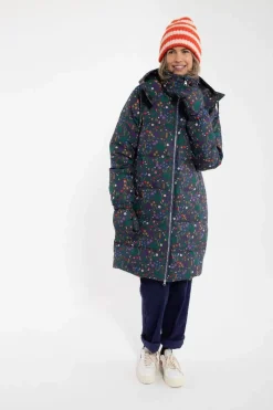 Daneget Down Winter Coat Aop Grey Marine Botanical