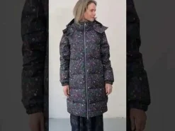 Daneget Down Winter Coat Aop Grey Marine Botanical