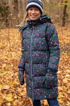 Daneget Down Winter Coat Aop Grey Marine Botanical