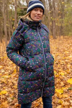 Daneget Down Winter Coat Aop Grey Marine Botanical