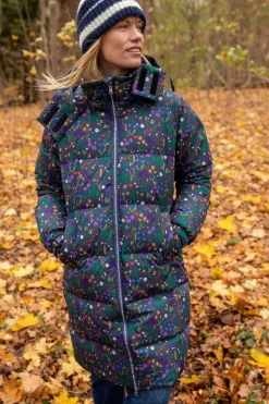 Daneget Down Winter Coat Aop Grey Marine Botanical