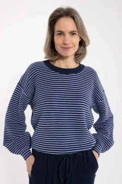 Danegold 3D Crotchet Knit Sweater Dark Navy/Ice Viola