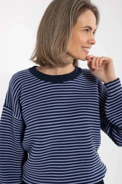 Danegold 3D Crotchet Knit Sweater Dark Navy/Ice Viola