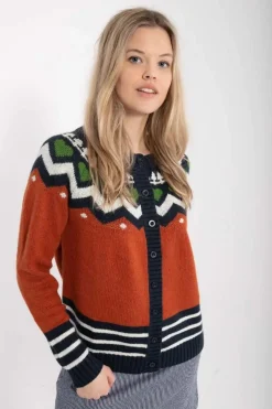 Danehareskov Cardigan Brick/Dk Navy/Chalk