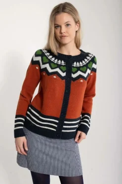 Danehareskov Cardigan Brick/Dk Navy/Chalk