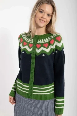Danehareskov Cardigan Dk Navy/Fall Jungle/Chalk