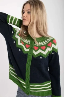 Danehareskov Cardigan Dk Navy/Fall Jungle/Chalk