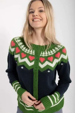 Danehareskov Cardigan Dk Navy/Fall Jungle/Chalk
