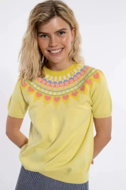 Danehope Cotton Knit Sweater Tee Pale Yellow