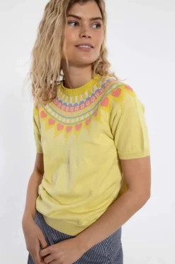 Danehope Cotton Knit Sweater Tee Pale Yellow