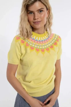 Danehope Cotton Knit Sweater Tee Pale Yellow