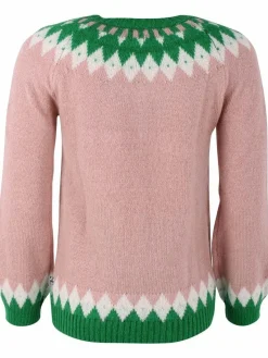 Danehot Stove Mohair Sweater Powder Rose/Chalk/Green