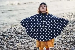 Danela Poncho Navy/Offwhite Dots