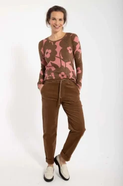 Daneliseleje Cord Stretch Pants Brown Beige