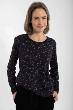 Danelotte Viscose Slub Tee Black/Grey Viola Fleurie