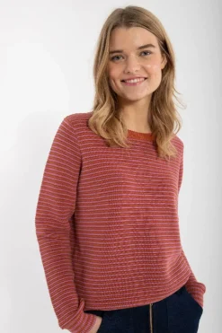 Danepearly 3D Crotchet Knit Sweater Rust/Old Rose