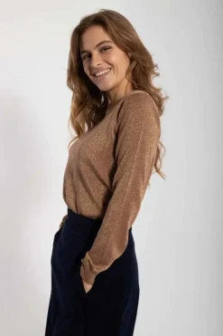 Danepearly Glitter Sweater Beige Rose W. Gold Glitter