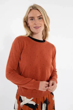 Danepearly Hole Knit Sweater Rust