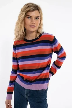 Danepearly Pearl Knit Sweater Dk Navy/Cold Purple/Bright Red