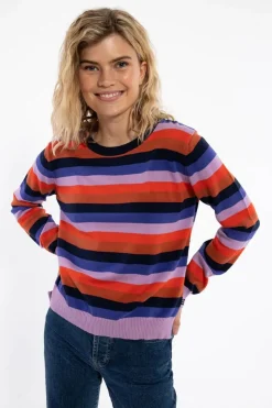 Danepearly Pearl Knit Sweater Dk Navy/Cold Purple/Bright Red