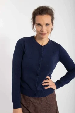 Danesaga Hole Knit Cardigan Dk Navy