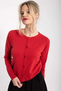 Danesaga Hole Knit Cardigan Dk Red