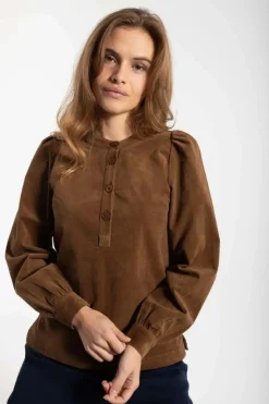 Danesanna Cord Stretch Shirt Brown Beige