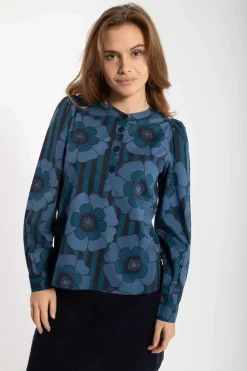 Danesanna Poplin Shirt Blue Power Flowers