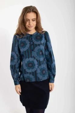 Danesanna Poplin Shirt Blue Power Flowers