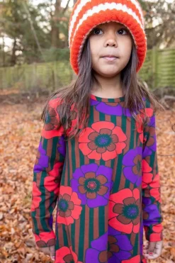 Daneshibuya Dress Rust / Purple Power Flower