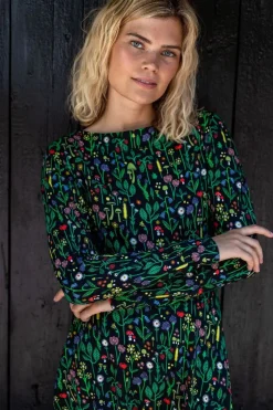 Danesigrid Cotton Dress Black Botanical